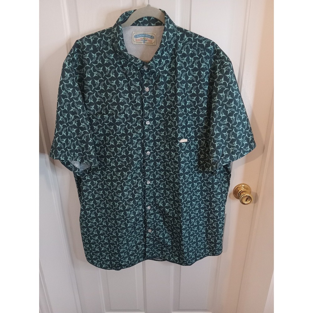 Jimmy Buffet Margaritaville Men's Sword FishPrinted Button-Down Shirt Sz 2XLarge
